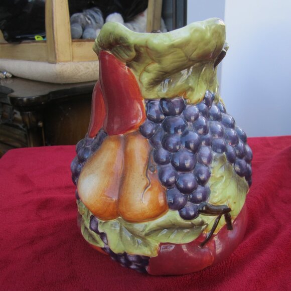 VTG SONOMA VILLA FRUIT MOTIF PITCHER W/BRANCH HANDLE, 3D EFFECT - Picture 2 of 6